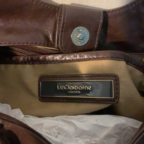 Liz Claiborne Vintage Rare Brown Leather Bag - Picture 7 of 10